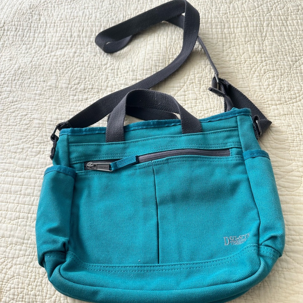 Teal Canvas Crossbody Shoulder Bag - Unbranded
